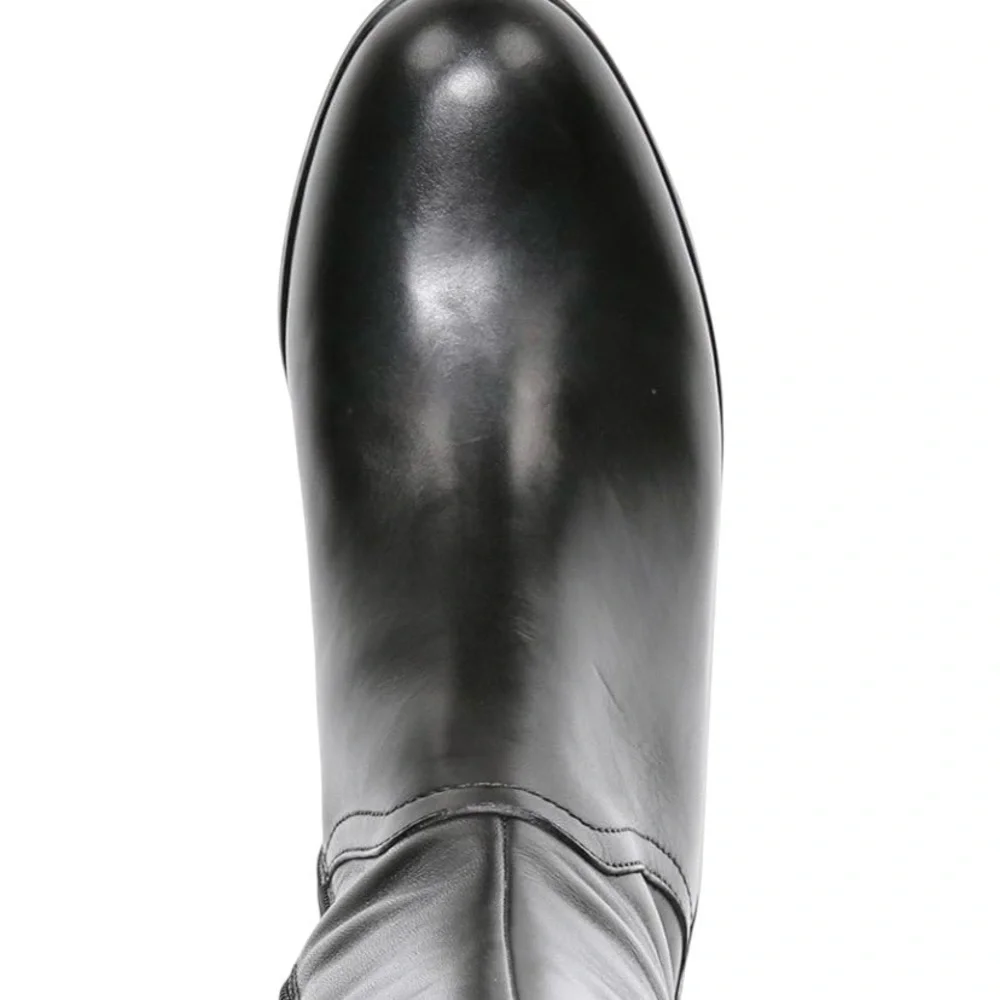 NIB Franco Sarto Women's L-Maleni Black Leather and Fabric Stretch Boot -Size 7M